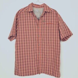 Columbia Mens shirt Button Down Orange Plaid M